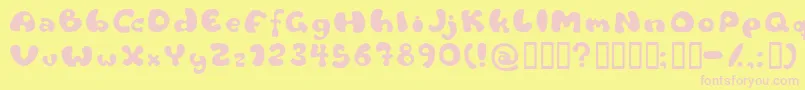 フォントFlattyre – ピンクのフォント、黄色の背景
