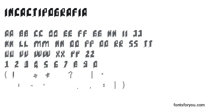 Шрифт IncacTipografia – алфавит, цифры, специальные символы