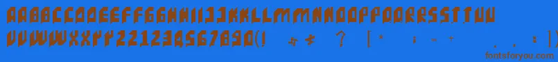 IncacTipografia-Schriftart – Braune Schriften auf blauem Hintergrund