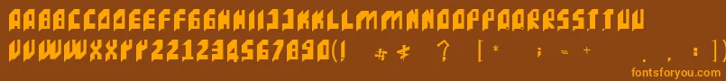 Weitere Informationen zur IncacTipografia-Schriftart IncacTipografia-Schriftart – Orangefarbene Schriften auf braunem Hintergrund