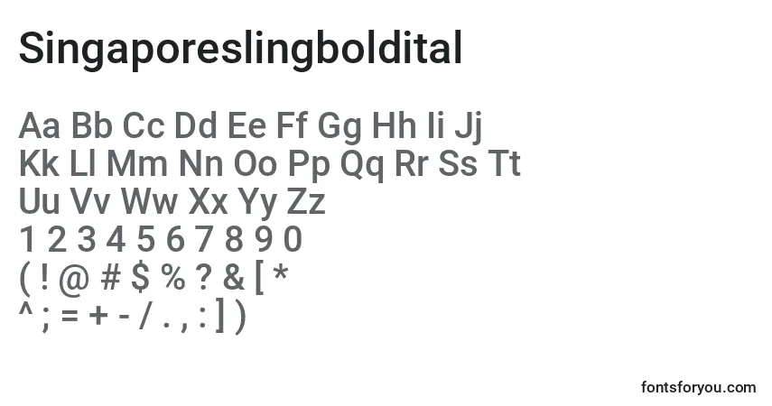 A fonte Singaporeslingboldital – alfabeto, números, caracteres especiais