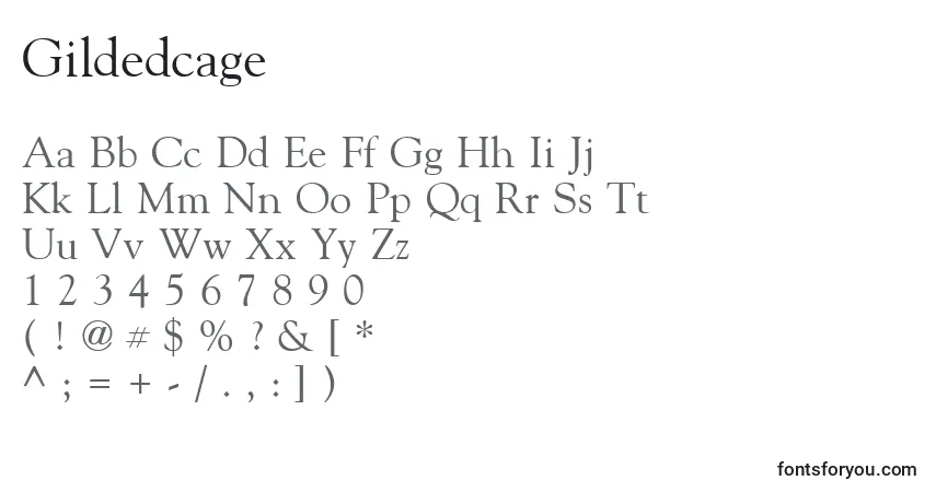 Czcionka Gildedcage – alfabet, cyfry, specjalne znaki