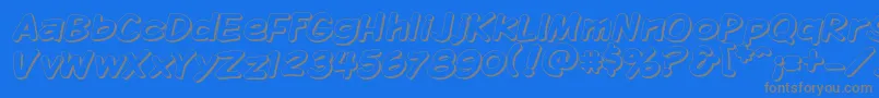 Kmkdspsh-Schriftart – Graue Schriften auf blauem Hintergrund