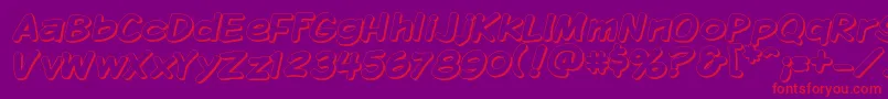 Kmkdspsh-Schriftart – Rote Schriften auf violettem Hintergrund