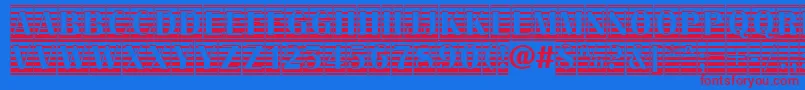 AAlbionictitulcmgrd-Schriftart – Rote Schriften auf blauem Hintergrund