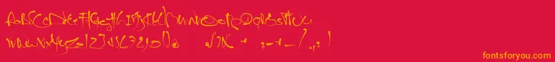 フォントJanoEtch – 赤い背景にオレンジの文字