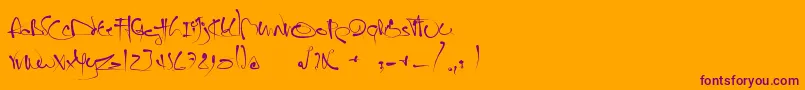 フォントJanoEtch – オレンジの背景に紫のフォント
