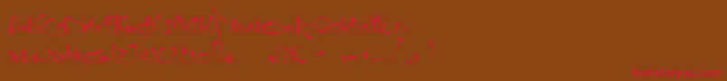 フォントJanoEtch – 赤い文字が茶色の背景にあります。