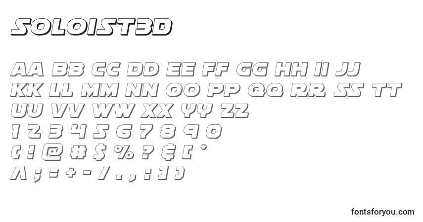 A fonte Soloist3D – alfabeto, números, caracteres especiais
