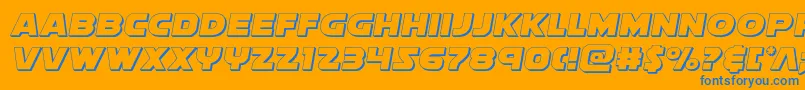 Soloist3D-Schriftart – Blaue Schriften auf orangefarbenem Hintergrund