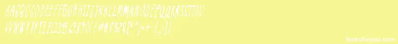 FeelTheUniverse-Schriftart – Weiße Schriften auf gelbem Hintergrund