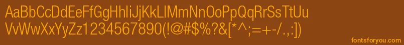 HelveticaneueltstdLtcn-fontti – oranssit fontit ruskealla taustalla