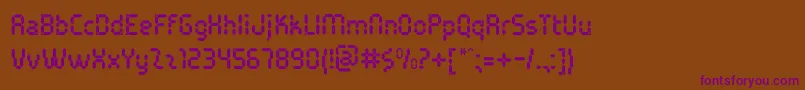 PocketCalcuatlorOt-fontti – violetit fontit ruskealla taustalla