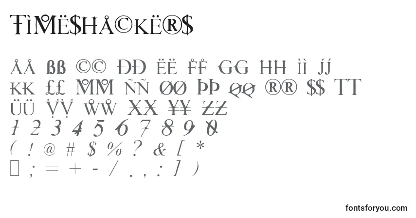 Schriftart TimesHackers – Alphabet, Zahlen, spezielle Symbole