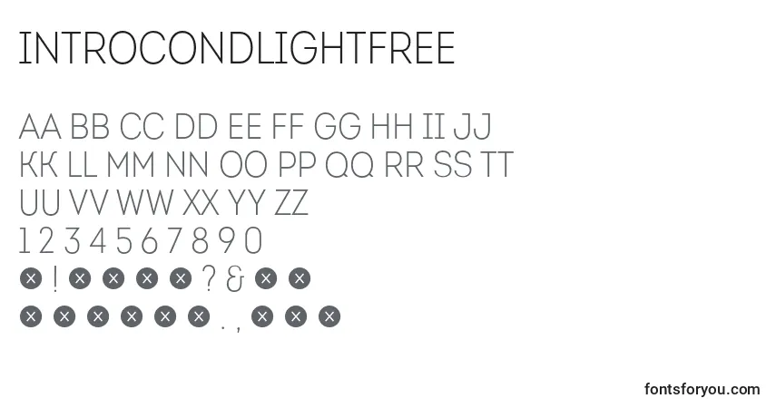 IntroCondLightFree Font – alphabet, numbers, special characters