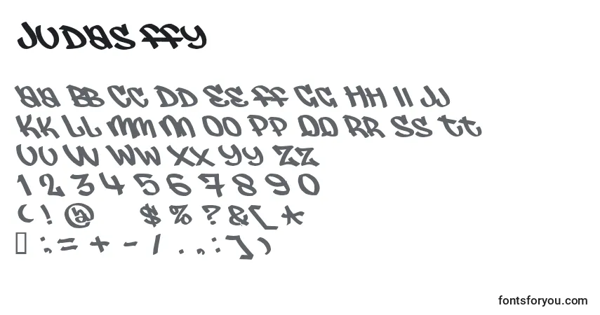Czcionka Judas ffy – alfabet, cyfry, specjalne znaki