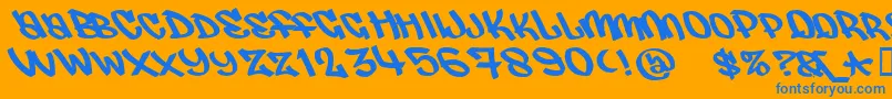 Judas ffy Font – Blue Fonts on Orange Background