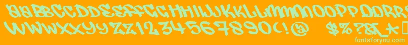 Judas ffy Font – Green Fonts on Orange Background