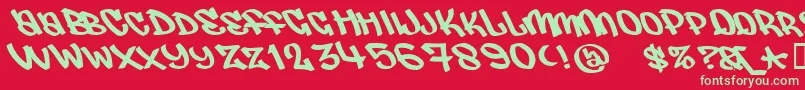 Judas ffy Font – Green Fonts on Red Background