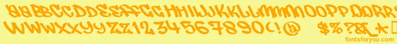 Judas ffy Font – Orange Fonts on Yellow Background