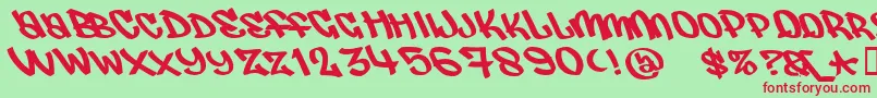 Judas ffy Font – Red Fonts on Green Background