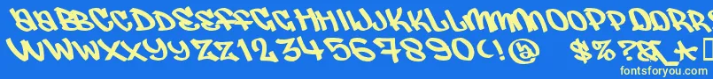 Judas ffy Font – Yellow Fonts on Blue Background