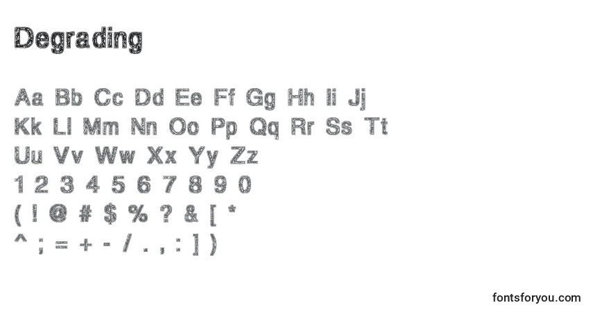 Шрифт Degrading – алфавит, цифры, специальные символы