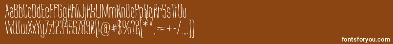 LabtopWarp1-Schriftart – Weiße Schriften auf braunem Hintergrund