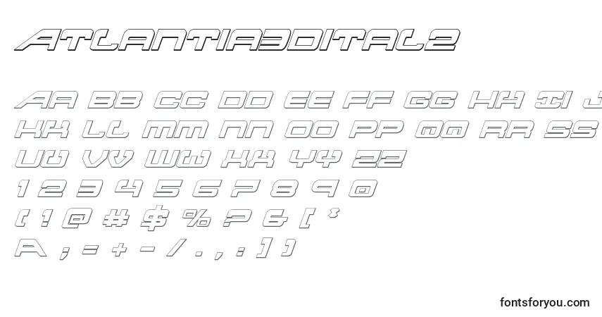 Schriftart Atlantia3Dital2 – Alphabet, Zahlen, spezielle Symbole