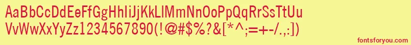 フォントTradeGothicLtCondensedNo.18 – 赤い文字の黄色い背景