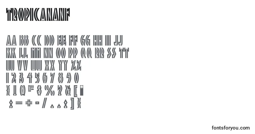 Шрифт Tropicananf (47335) – алфавит, цифры, специальные символы