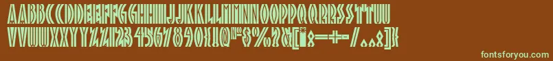 フォントTropicananf – 緑色の文字が茶色の背景にあります。