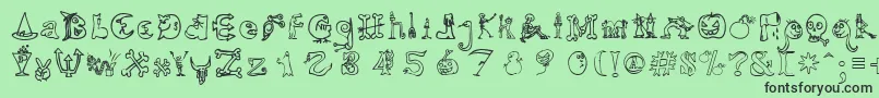 フォントHalloweenUnregistered – 緑の背景に黒い文字