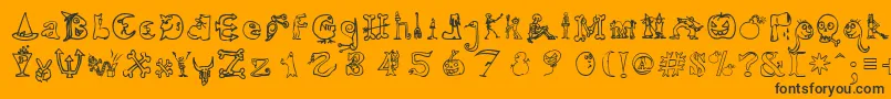 Więcej informacji o czcionce HalloweenUnregistered Czcionka HalloweenUnregistered – czarne czcionki na pomarańczowym tle