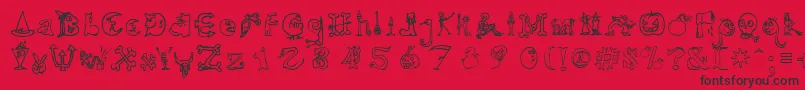 HalloweenUnregistered-fontti – mustat fontit punaisella taustalla