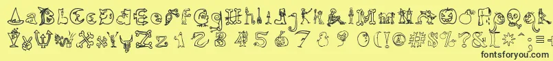 HalloweenUnregistered Font – Black Fonts on Yellow Background