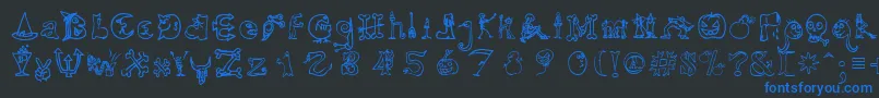 HalloweenUnregistered Font – Blue Fonts on Black Background