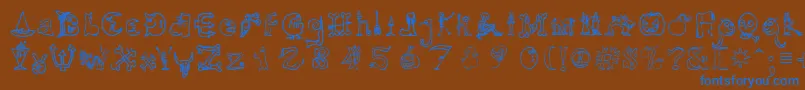 フォントHalloweenUnregistered – 茶色の背景に青い文字
