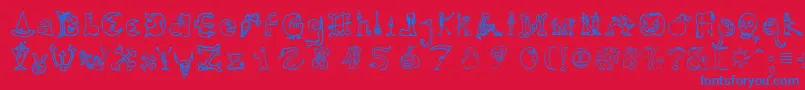 HalloweenUnregistered Font – Blue Fonts on Red Background