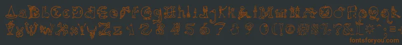 Шрифт HalloweenUnregistered – коричневые шрифты на чёрном фоне