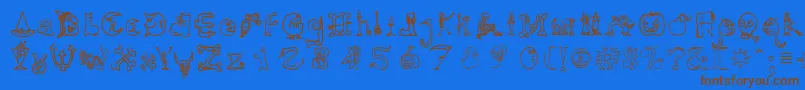 Шрифт HalloweenUnregistered – коричневые шрифты на синем фоне