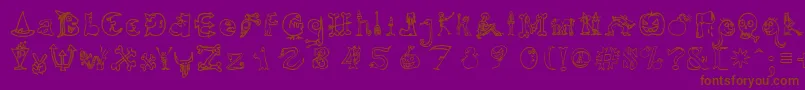 HalloweenUnregistered-Schriftart – Braune Schriften auf violettem Hintergrund