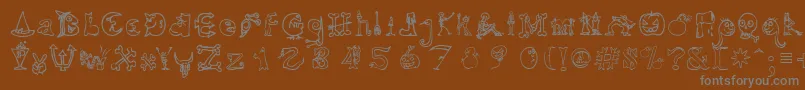 HalloweenUnregistered-fontti – harmaat kirjasimet ruskealla taustalla
