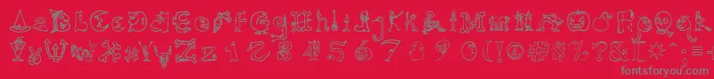 Czcionka HalloweenUnregistered – szare czcionki na czerwonym tle