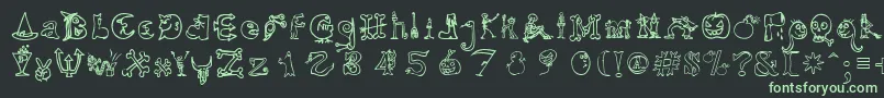 HalloweenUnregistered-fontti – vihreät fontit mustalla taustalla