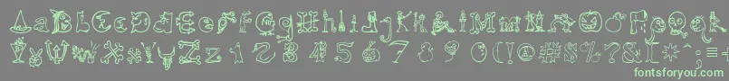 HalloweenUnregistered-fontti – vihreät fontit harmaalla taustalla