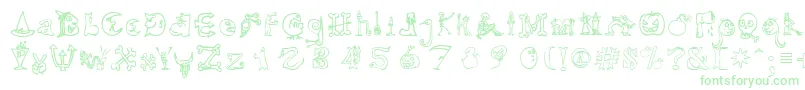 Czcionka HalloweenUnregistered – zielone czcionki na białym tle