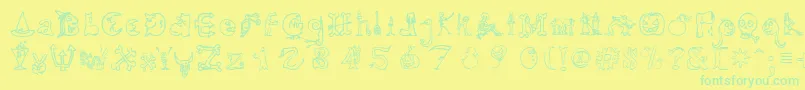 HalloweenUnregistered-Schriftart – Grüne Schriften auf gelbem Hintergrund