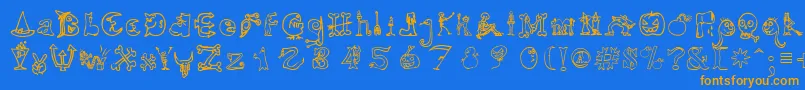 HalloweenUnregistered Font – Orange Fonts on Blue Background