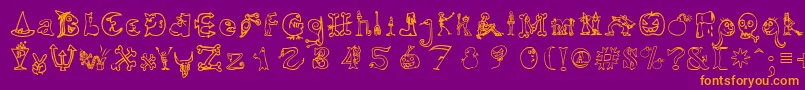 Lisätietoja HalloweenUnregistered-fontista HalloweenUnregistered-fontti – oranssit fontit violetilla taustalla